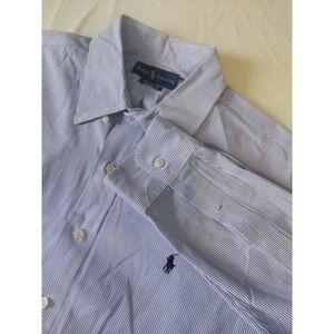 Ralph Lauren Mens XL Custom Fit Striped Button Down Shirt Blue White Long Sleeve